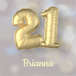 21 gouden ballonnen met naam sticker