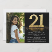 21 gouden glitter 21st Verjaardag aangepaste foto Kaart (Voorkant)