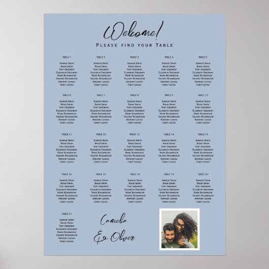 21 Grafiek met blauwe FOTO'S voor tafelgebruik Poster (Voorkant)