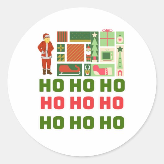 21.Ho Ho Ho Santa claus lacht om vrolijk kerstfees Ronde Sticker (Voorkant)