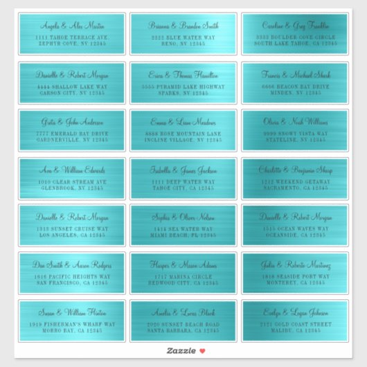 21 Individuele Turquoise Blue Adresetiketten Sticker (Vel)