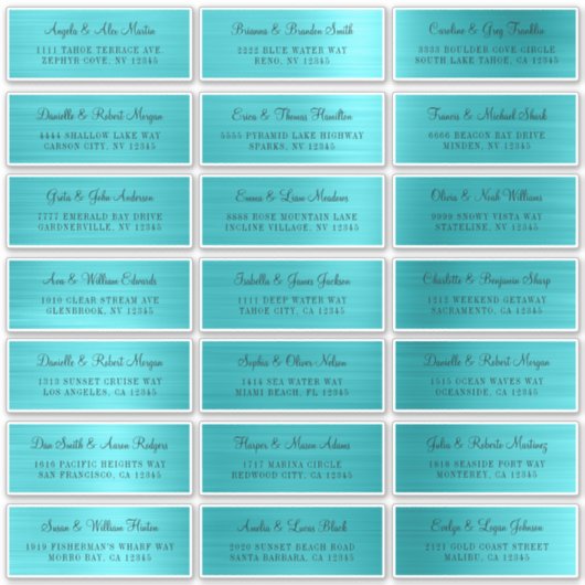 21 Individuele Turquoise Blue Adresetiketten Sticker (Voorkant)