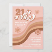 21 is een Vibe Retro Daisy Pink Birthday Kaart (Voorkant)