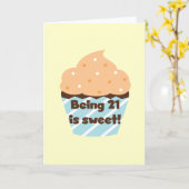 21 is Sweet Birthday T-shirts en cadeautjes Kaart (Gele Bloem)