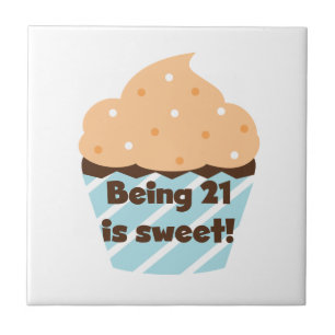 21 is Sweet Birthday T-shirts en cadeautjes Tegeltje