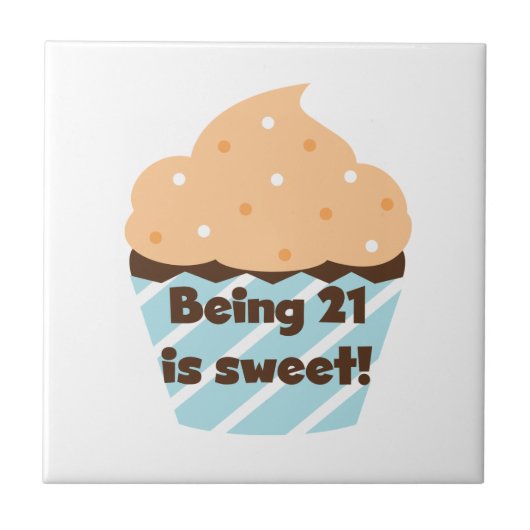 21 is Sweet Birthday T-shirts en cadeautjes Tegeltje (Voorkant)