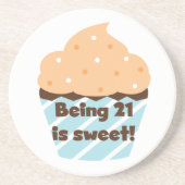 21 is Sweet Birthday T-shirts en cadeautjes Zandsteen Onderzetter (Voorkant)