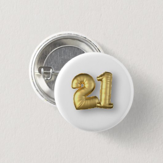 21 jaar Gold Mylar Balloons Ronde Button 3,2 Cm (Voorkant /achterkant)