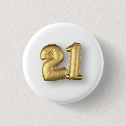 21 jaar Gold Mylar Balloons Ronde Button 3,2 Cm (Voorkant)