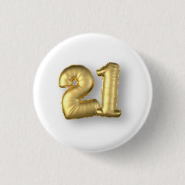 21 jaar Gold Mylar Balloons Ronde Button 3,2 Cm
