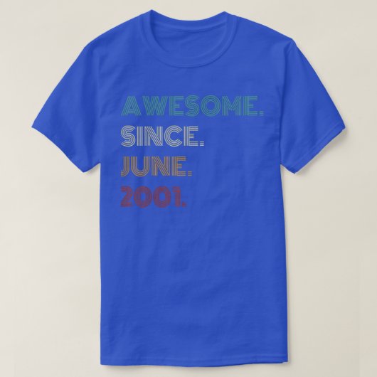 21 jaar oud Geweldige sinds juni 2001 21ste verjaa T-shirt (Design voorkant)