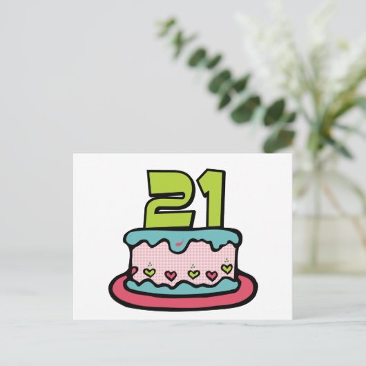 21 jaar oude Birthday Cake Briefkaart (Staand voorkant)