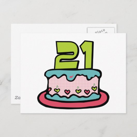 21 jaar oude Birthday Cake Briefkaart (Voorkant / Achterkant)
