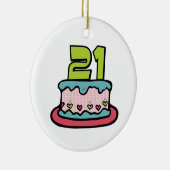 21 jaar oude Birthday Cake Keramisch Ornament (Rechts)