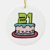 21 jaar oude Birthday Cake Keramisch Ornament (Voorkant)