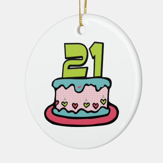 21 jaar oude Birthday Cake Keramisch Ornament (Links)