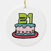 21 jaar oude Birthday Cake Keramisch Ornament (Achterkant)