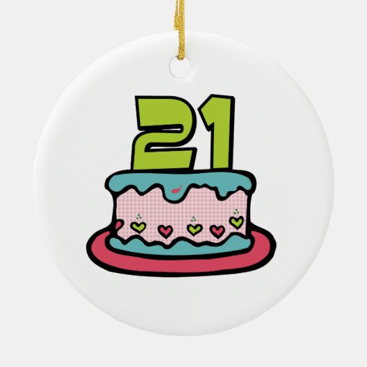 21 jaar oude Birthday Cake Keramisch Ornament (Achterkant)