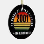 21 jaar oude cadeauretro 2001 Limited Edition 21st Keramisch Ornament (Rechts)