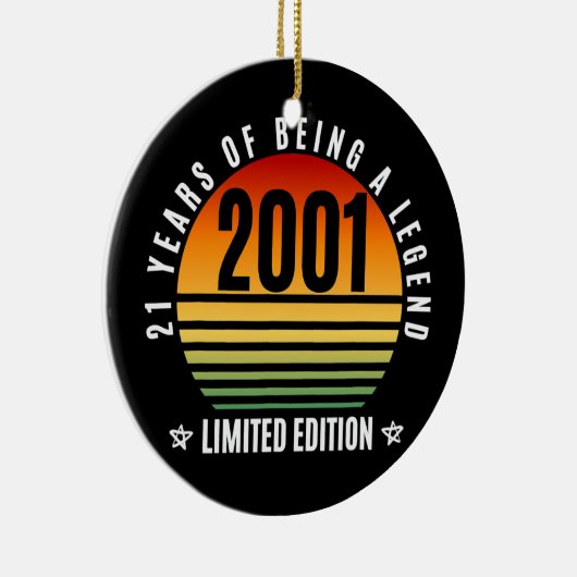 21 jaar oude cadeauretro 2001 Limited Edition 21st Keramisch Ornament (Rechts)