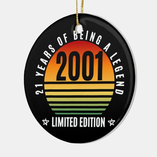 21 jaar oude cadeauretro 2001 Limited Edition 21st Keramisch Ornament (Links)