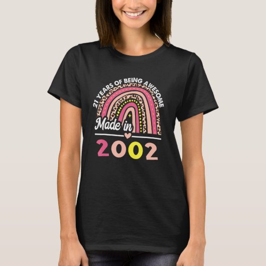 21 jaar oude geschenken 21 september 2002 Wome T-shirt (Voorkant)