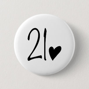 21 jaar ronde button 5,7 cm