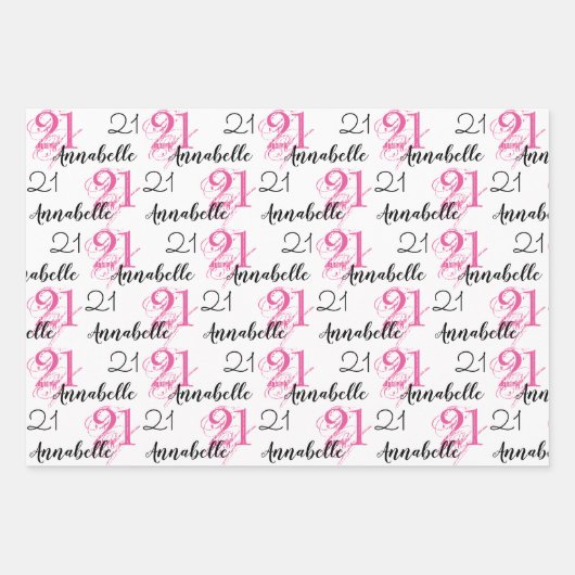 21 jaar roze 21ste verjaardag Namen toevoegen Inpakpapier Vel (Voorkant)