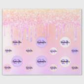 21 jaar roze roze roze roze goudglitterdruppels cadeaupapier (Vlak)