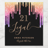 21 jaar zwarte roze glitter schrijft wet wijn etiket (Enkel label)
