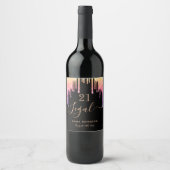 21 jaar zwarte roze glitter schrijft wet wijn etiket (Voorkant)