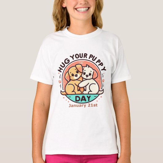 21 jan - Knuffel je puppy dag T-shirt (Voorkant)