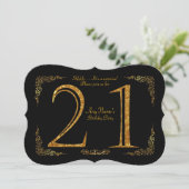 21-jarige feestdag 21 grote Gatsby, zwart en goud Kaart (Staand voorkant)