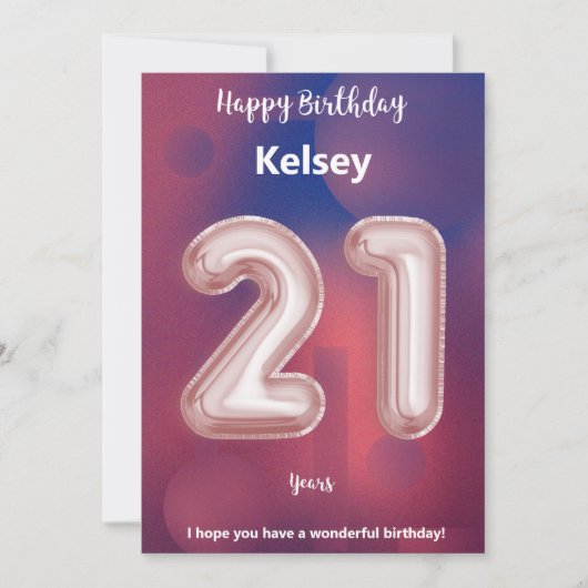 21-jarige Happy Birthday-kaart (Voorkant)