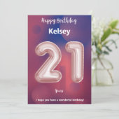 21-jarige Happy Birthday-kaart (Staand voorkant)