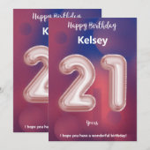 21-jarige Happy Birthday-kaart (Voorkant / Achterkant)