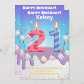 21-jarige Happy Birthday-kaart (Voorkant / Achterkant)