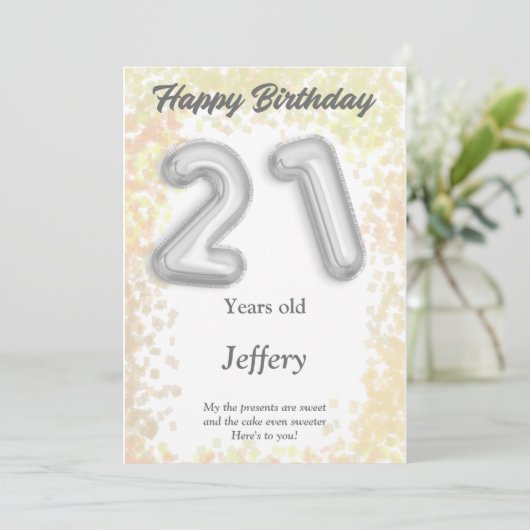 21-jarige Happy Birthday-kaart (Staand voorkant)