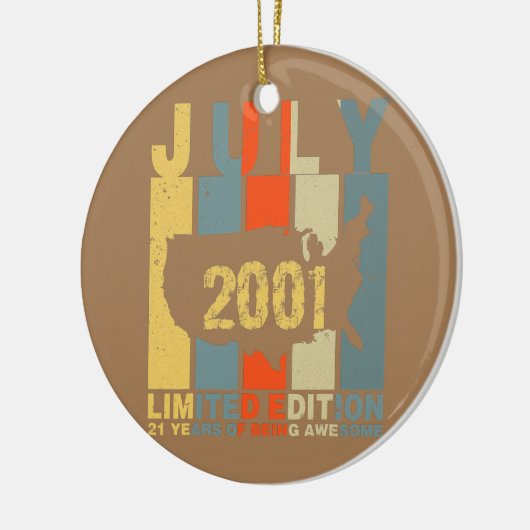 21 juli 2001 21 jaar Geweldige Keramisch Ornament (Links)