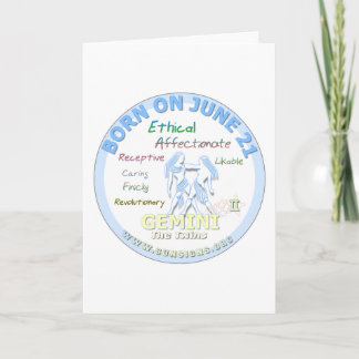 21 juni verjaardag - Tweelingen Kaart