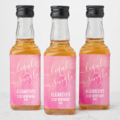 21 Juridisch en Single Pink Custom Mini Likeurfles Etiket (Flessen)