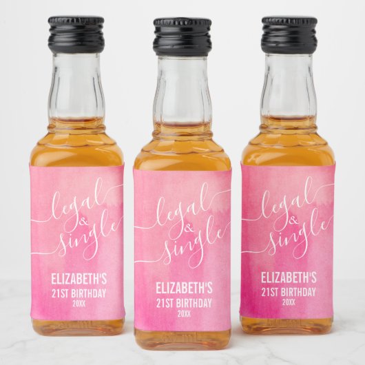21 Juridisch en Single Pink Custom Mini Likeurfles Etiket (Flessen)