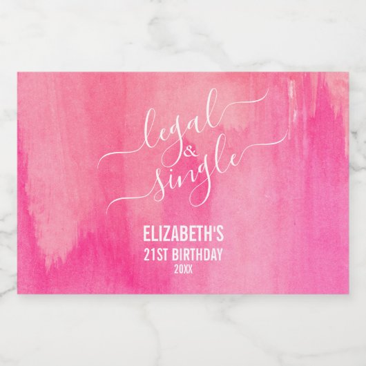 21 Juridisch en Single Pink Custom Mini Likeurfles Etiket (Enkel label)