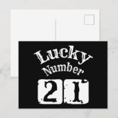21 - Lucky Number 21 Luck Briefkaart (Voorkant / Achterkant)