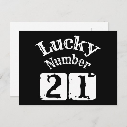 21 - Lucky Number 21 Luck Briefkaart (Voorkant / Achterkant)