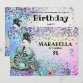 *~* 21 Luxe Rainbow Mermaid Birthday Party Kaart (Voorkant / Achterkant)