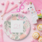 21 Maandag  Floral Pink Peach Illustration  Papieren Bordje (Feest)