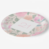 21 Maandag  Floral Pink Peach Illustration  Papieren Bordje (Gekanteld)