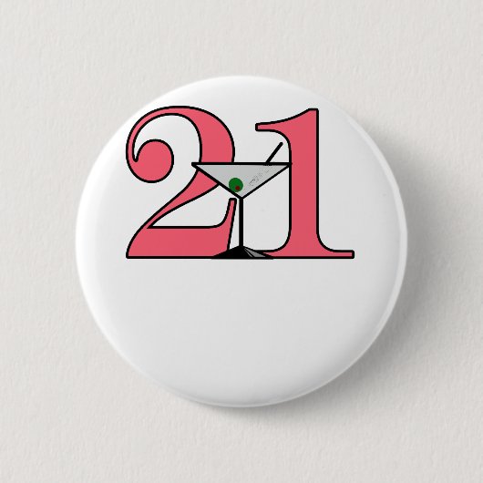 "21" Martini-ontwerp Ronde Button 5,7 Cm (Voorkant)