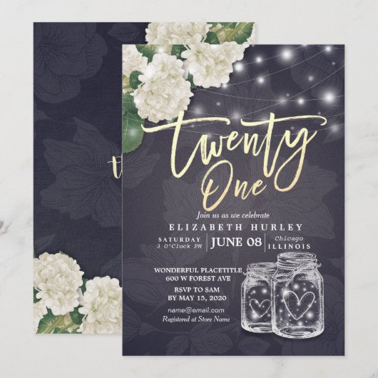 21 Mason Jars String Lights Flowers van Birthday P Kaart (Voorkant / Achterkant)